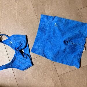 Gymshark Blue Athletic Shorts and Sports Bra Set